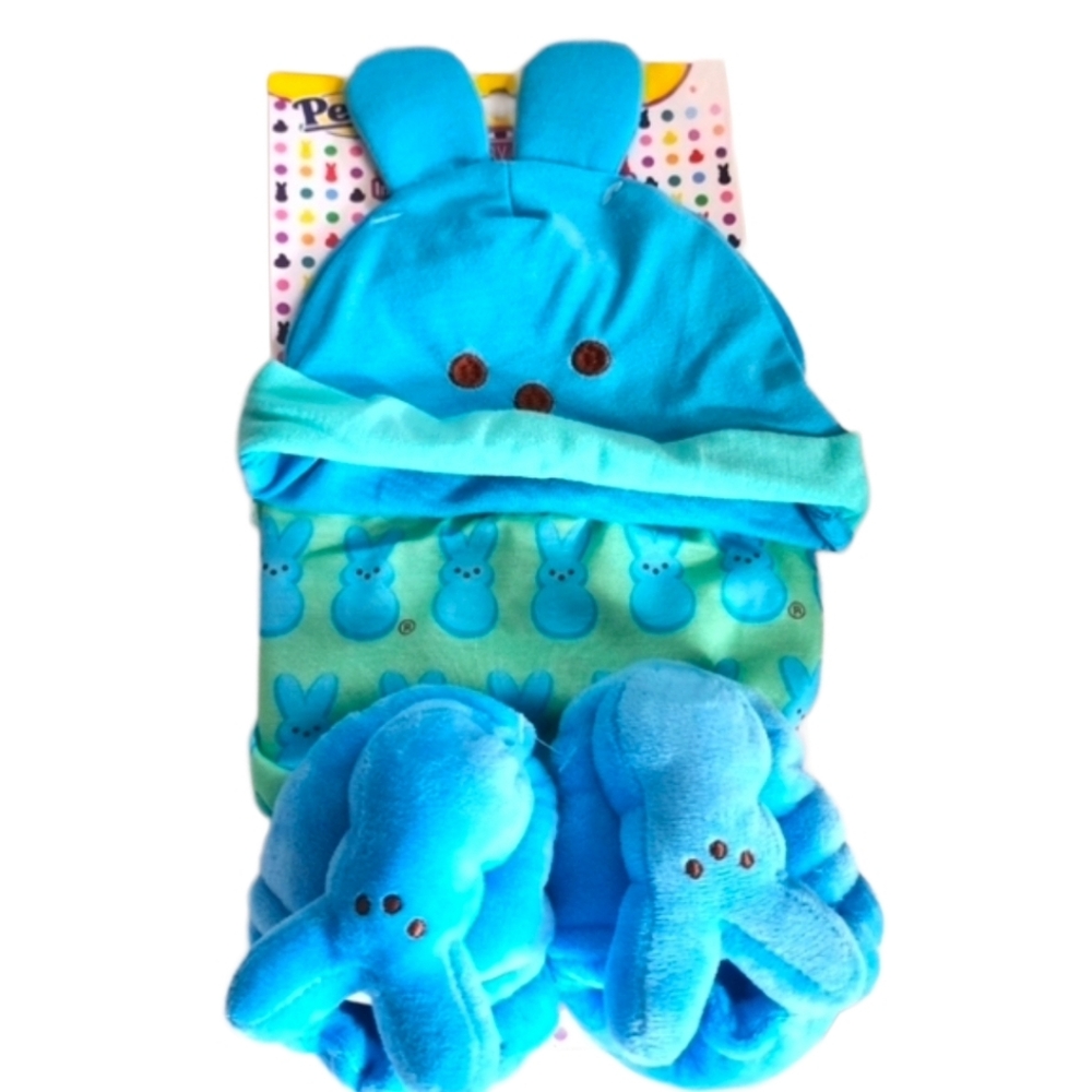 Peeps Baby Gift Set Hat Bib Booties Blue Chick NWT